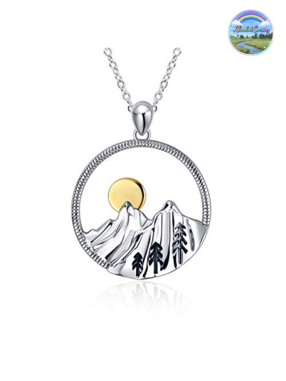 925 Sterling Silver Mountain Pendant Necklace, Hiking Camping Jewelry Gift